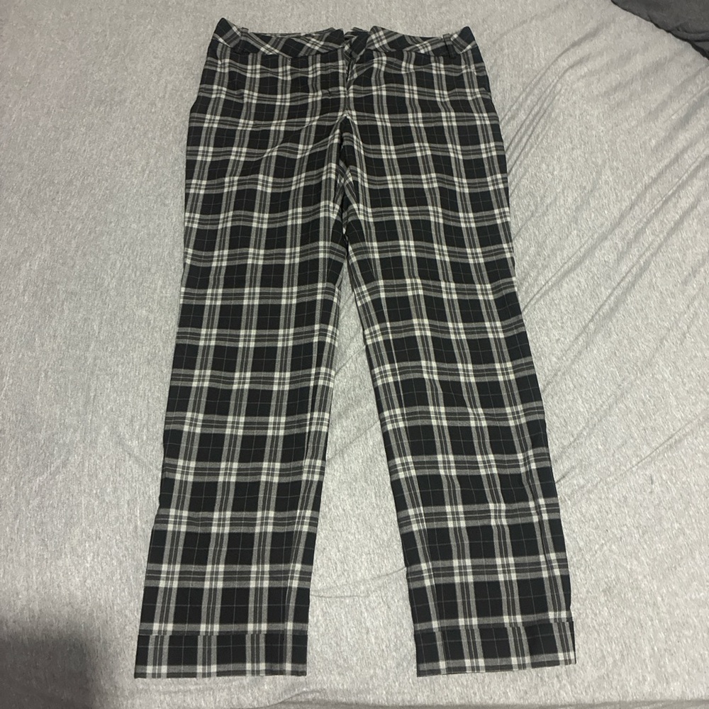 Express Women's Black and White Plaid Trousers